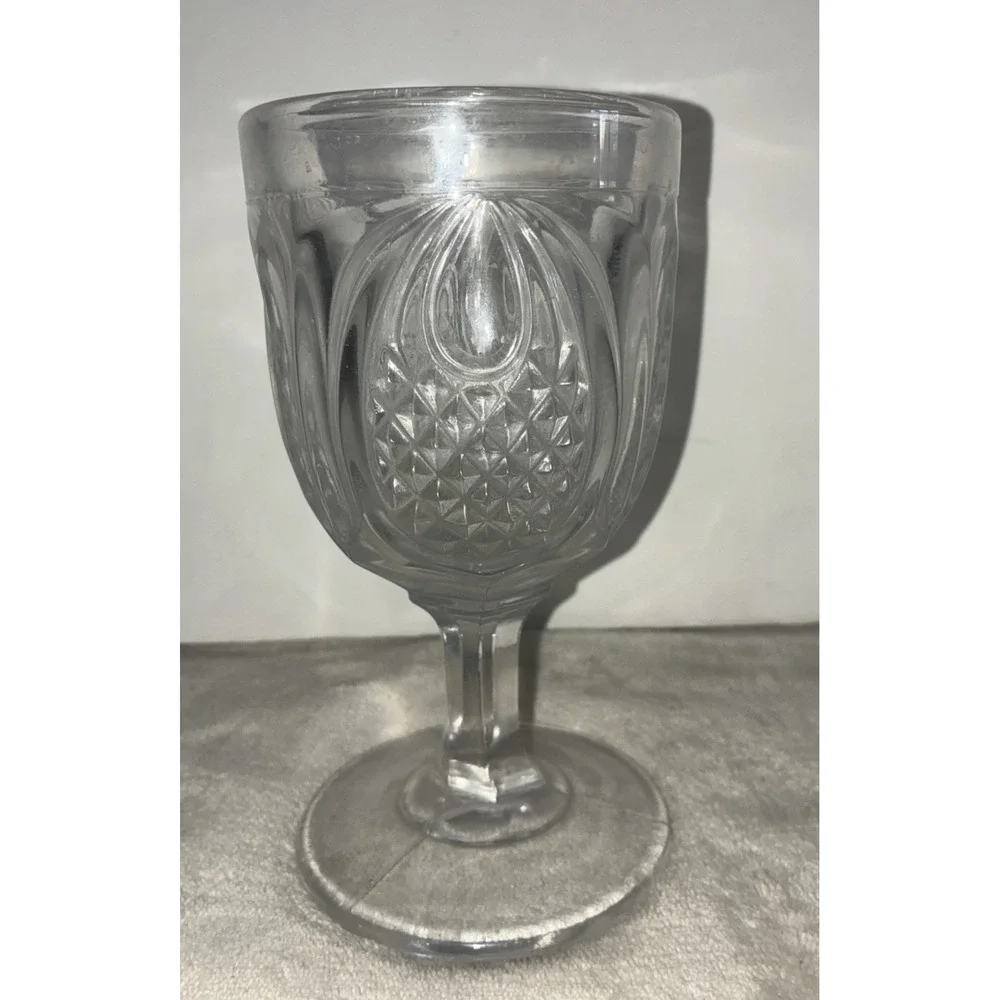 Antique Flint EAPG New England Pineapple Water Goblet Clear Glass